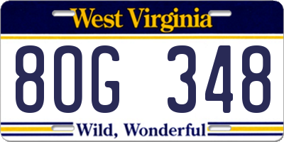 WV license plate 8OG348