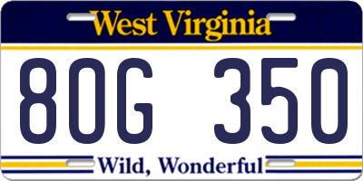 WV license plate 8OG350