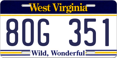 WV license plate 8OG351