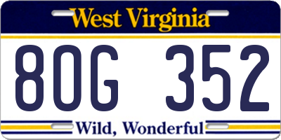 WV license plate 8OG352