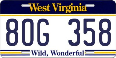 WV license plate 8OG358