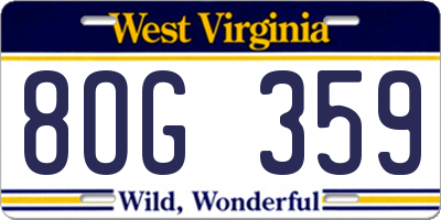 WV license plate 8OG359