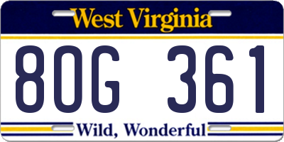 WV license plate 8OG361