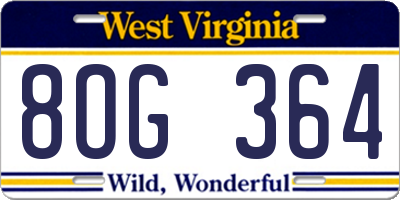 WV license plate 8OG364