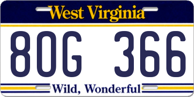 WV license plate 8OG366