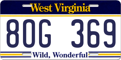WV license plate 8OG369