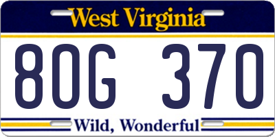 WV license plate 8OG370