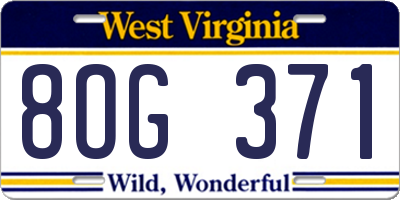 WV license plate 8OG371