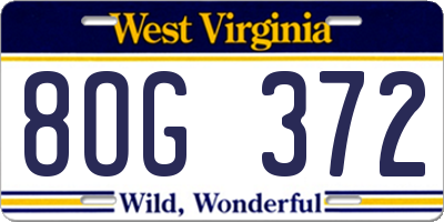 WV license plate 8OG372