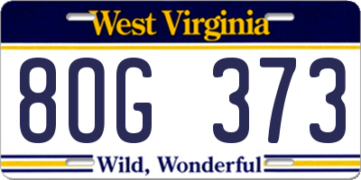 WV license plate 8OG373