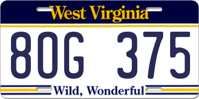 WV license plate 8OG375