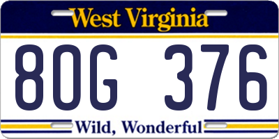 WV license plate 8OG376