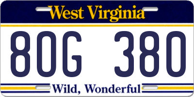 WV license plate 8OG380