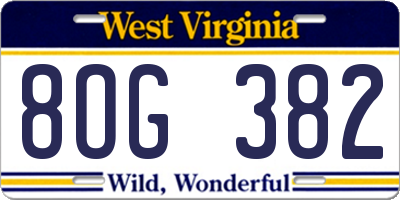 WV license plate 8OG382