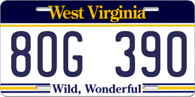 WV license plate 8OG390