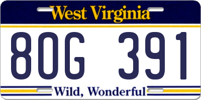 WV license plate 8OG391
