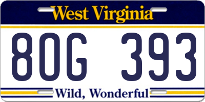 WV license plate 8OG393