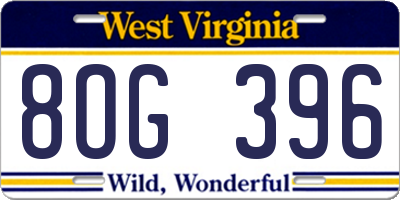 WV license plate 8OG396