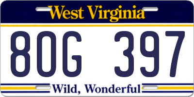 WV license plate 8OG397