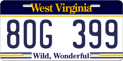 WV license plate 8OG399