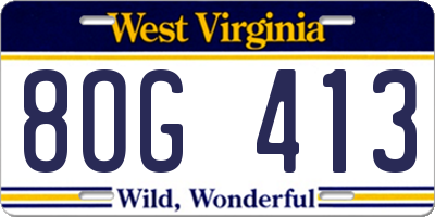 WV license plate 8OG413