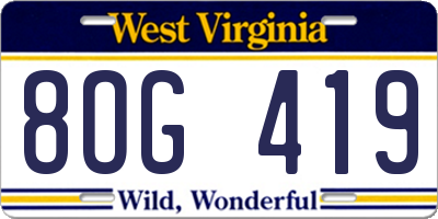 WV license plate 8OG419