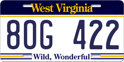 WV license plate 8OG422