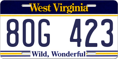 WV license plate 8OG423