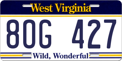 WV license plate 8OG427
