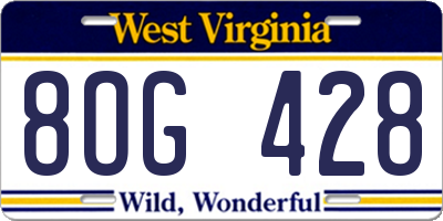 WV license plate 8OG428