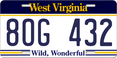 WV license plate 8OG432