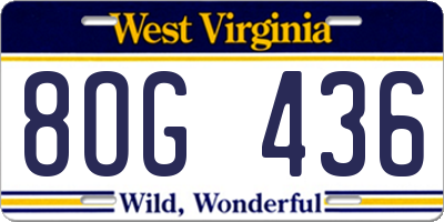 WV license plate 8OG436