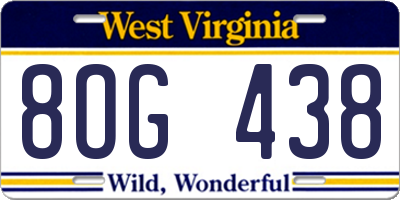 WV license plate 8OG438