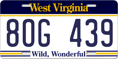 WV license plate 8OG439
