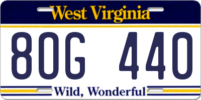 WV license plate 8OG440