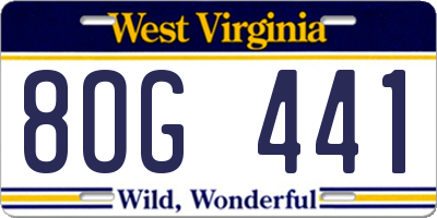 WV license plate 8OG441