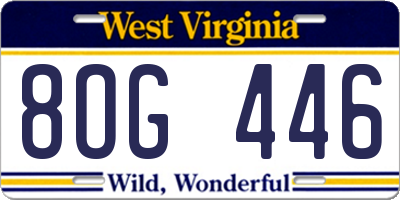 WV license plate 8OG446