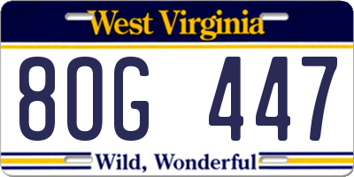 WV license plate 8OG447