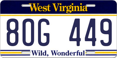 WV license plate 8OG449
