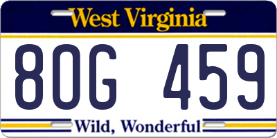 WV license plate 8OG459