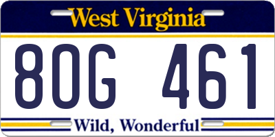 WV license plate 8OG461