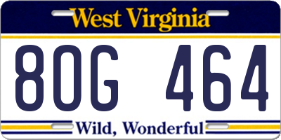 WV license plate 8OG464