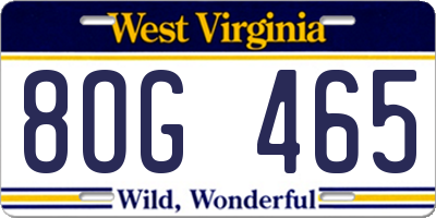 WV license plate 8OG465