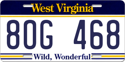 WV license plate 8OG468