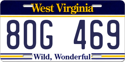WV license plate 8OG469