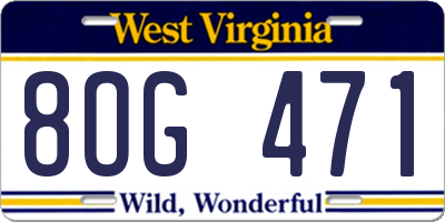 WV license plate 8OG471