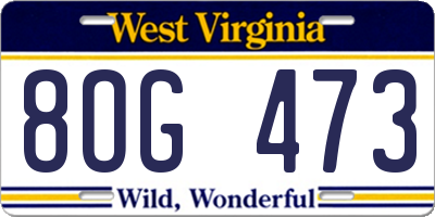 WV license plate 8OG473