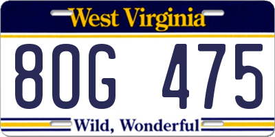 WV license plate 8OG475