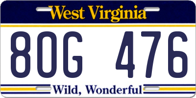 WV license plate 8OG476