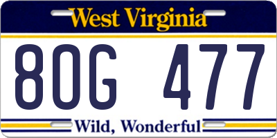 WV license plate 8OG477